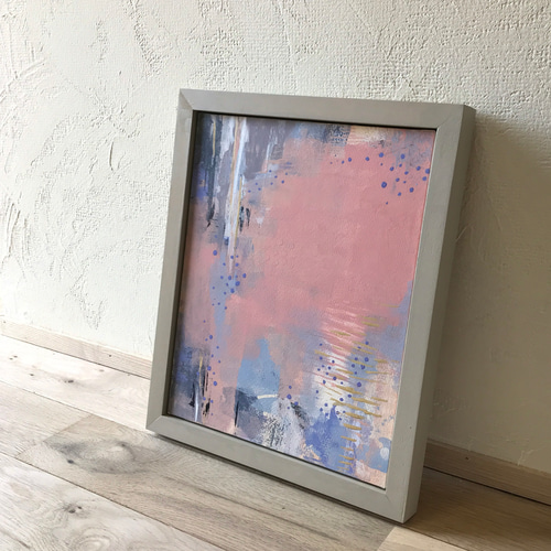 原画：夜明けの街【額装済み・送料無料】水彩（ガッシュ）抽象画 絵画