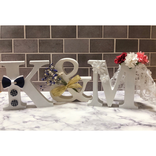 ⁺˳✧༚ウェディングイニシャルオブジェ˚✧₊⁎結婚記念日入り可能！3点