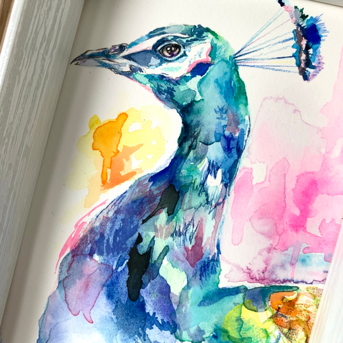 原画】孔雀【水彩画】 絵画 edanoniwa 通販 14387871｜Creema(クリーマ