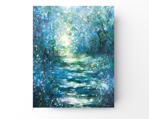 油絵 原画 オリジナル「木漏れ日の道」送料無料 絵画 Masako's Gallery