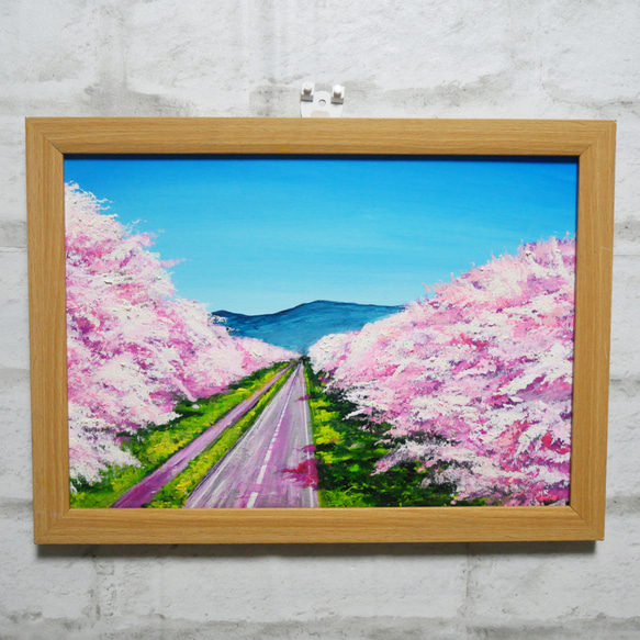 油絵 絵画 【桜並木の道】 絵画 HR 通販 15554172｜Creema(クリーマ