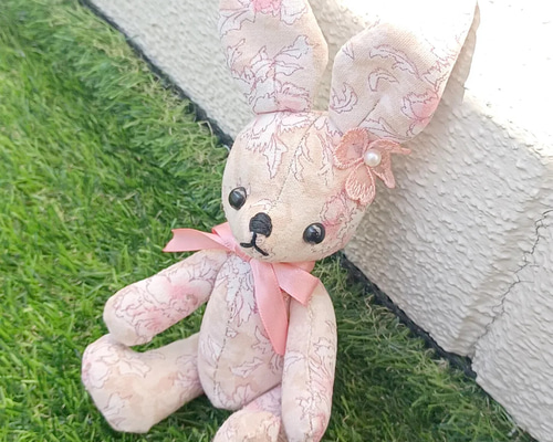 デカ耳うさぎのぬいぐるみ アンティークフラワー ぬいぐるみ A☆bear's