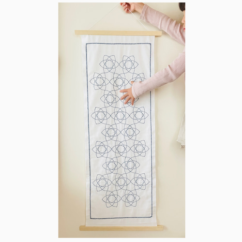 sale 本藍染糸を使った 刺し子タペストリー 2way タペストリー・壁掛け