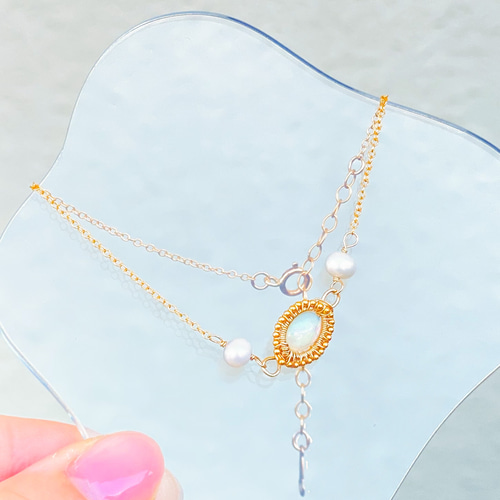 再販】エチオピア産プレシャスオパールブレスレット ゴールド（14KGF