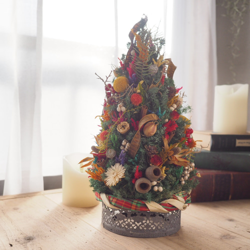 ドライフラワーのクリスマスツリー MIXカラー（M） その他インテリア