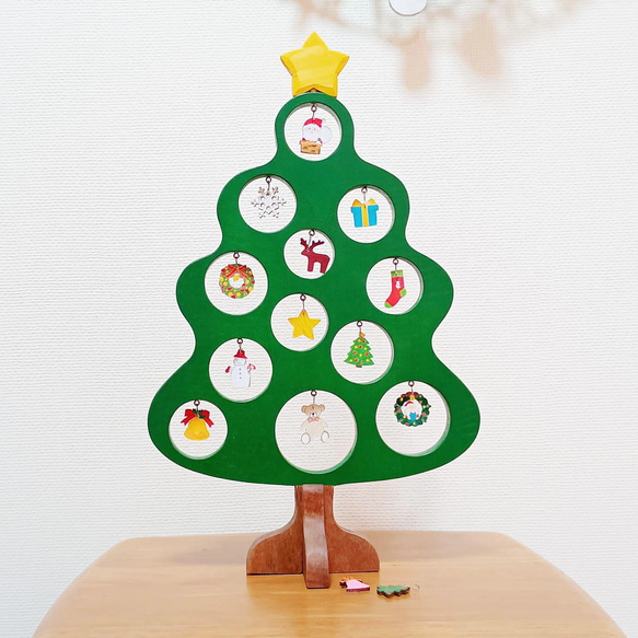 小さなかわいいクリスマスツリー 木製 卓上ミニツリー （グリーン