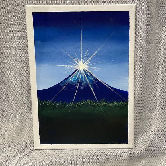 ダイヤモンド富士 富士山 山 初日の出 太陽 アクリル画 原画 イラスト