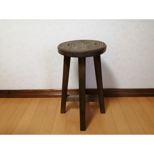 ほぞ組】木製スツール 座面幅30cm×高さ47cm 丸椅子 stool 猫犬 椅子