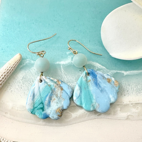 ポリマークレイ☆LAGOONピアス シェル② ピアス（スタッド・一粒