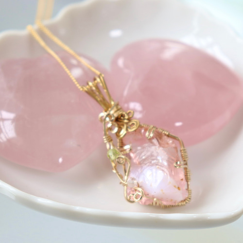 アンダラクリスタル✧ワイヤージュエリーネックレス/希少マルチカラー