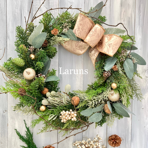 特大クリスマスリース（大）グリーン増量ゴールドクリスマスリース