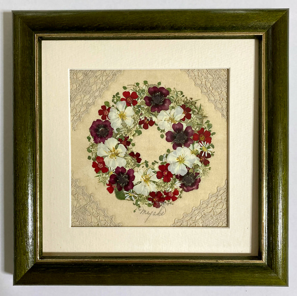 クリスマスセール 押し花 押し花額 押し花アート クリスマスリース