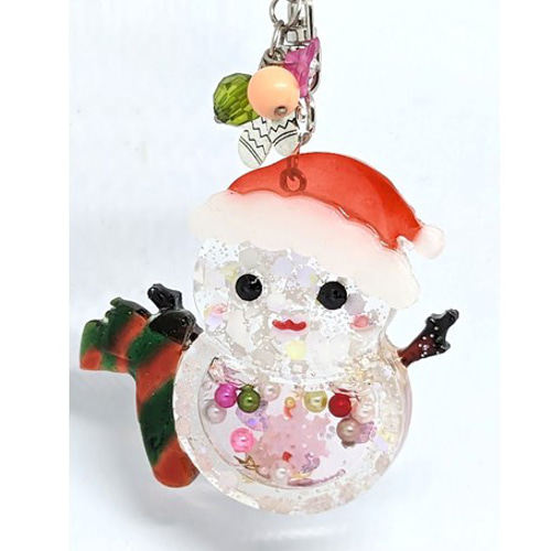 ハンドメイド 雪だるまシェイカーキーホルダー スノーマン クリスマス