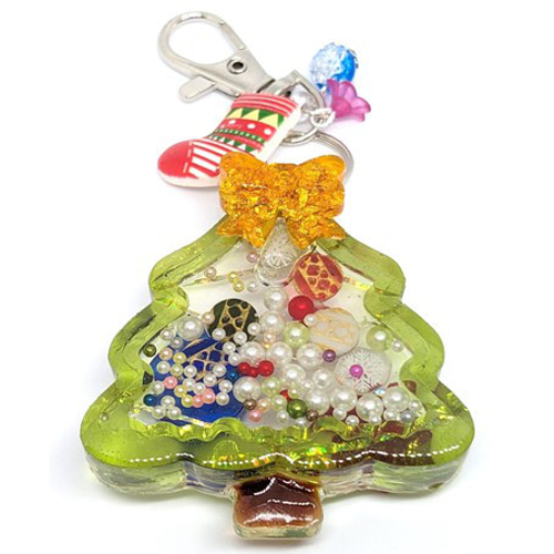 ハンドメイド クリスマスツリーシェイカーキーホルダー クリスマス