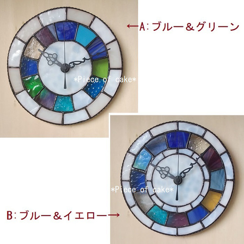 ステンドグラスの掛け(電波)時計＜シンプル12 回毎色変り＞ (CL07D