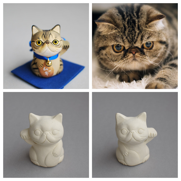 招き猫・エキゾチックショートヘア(オーダーメイド絵付け)【受注制作