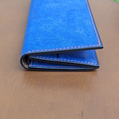 レザー 本革 ロングウォレット(長財布） ブルー 長財布 アトリエ革結
