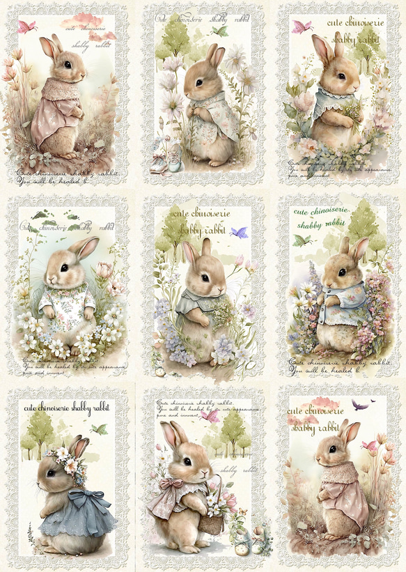 オリジナル 生地 ブロックデザイン ハンドメイド素材 クラフト ウサギ