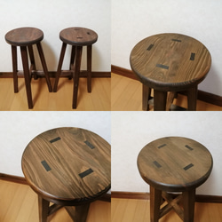 ほぞ組】木製スツール 高さ40cm 丸椅子 stool 猫犬 椅子（チェアー