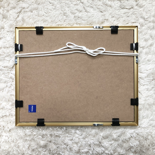 ヤシの木とハイビスカス」透明水彩画 原画 風景画 額縁付 SMサイズ