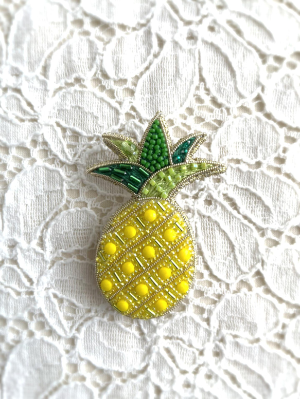 パイナップル ビーズ刺繍ブローチ ブローチ Miruteka 通販 12105573