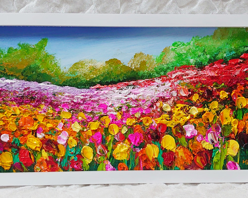 油絵 絵画 【春のお花畑】 絵画 HR 通販 13698314｜Creema(クリーマ