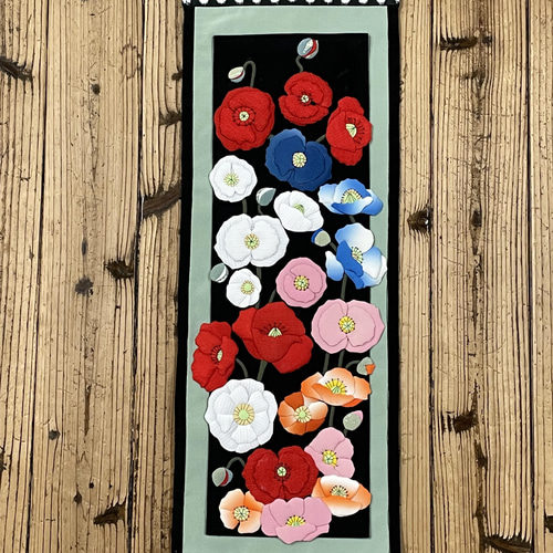 キット】けしの花のタペストリー【押し絵】【古布】 キット 和小物