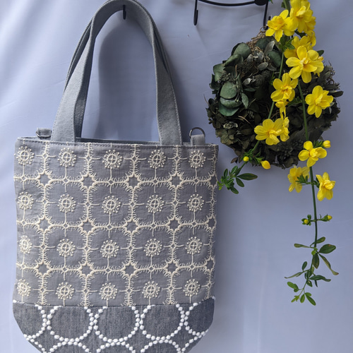 春色ミナペルホネントート【anemone/gray】アネモネグレー 2wayバッグ