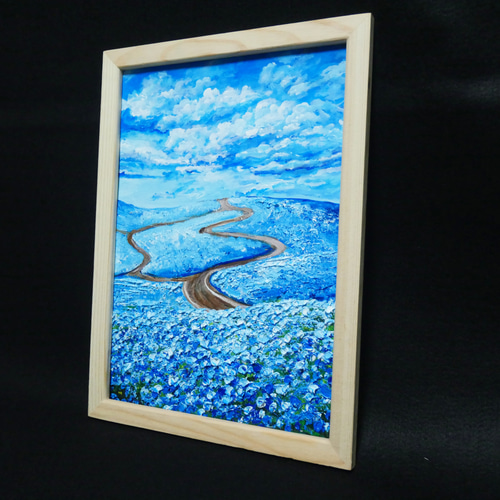 油絵 油彩 油彩画 絵 絵画【青い丘の道】 絵画 HR 通販 17699055