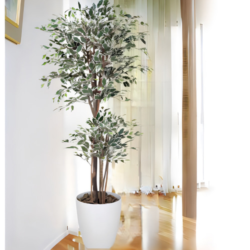光触媒 人工観葉植物 フェイクグリーン トロピカルベンジャミン斑入リ