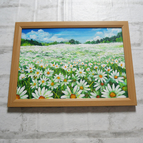 油絵 油彩 油彩画 絵 絵画【マーガレットのお花畑】 絵画 HR 通販