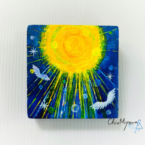 原画【日の輝き】 抽象画 太陽 SUN おひさま ブルー 青 おしゃれ