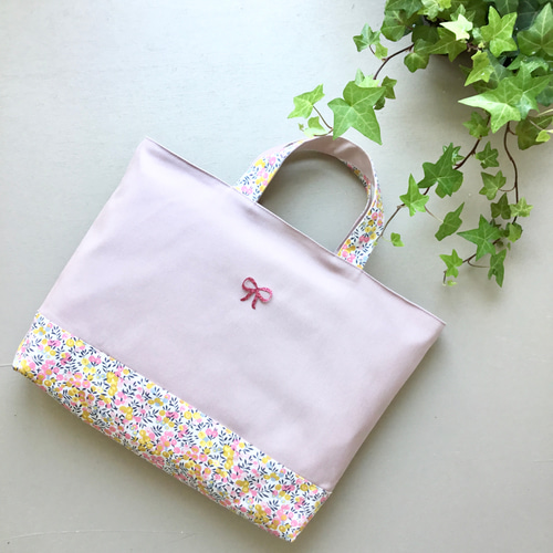 リバティのレッスンバッグ☆*:.｡. 帆布｡.:*☆ レッスンバッグ ユーカリ