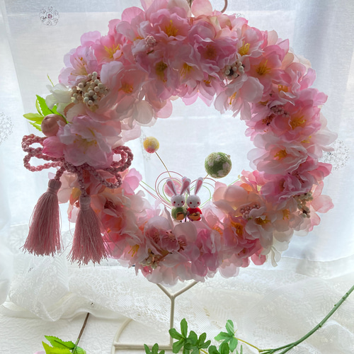 アーティフィシャルフラワーひな祭りさくらいっぱいピンクリース 結