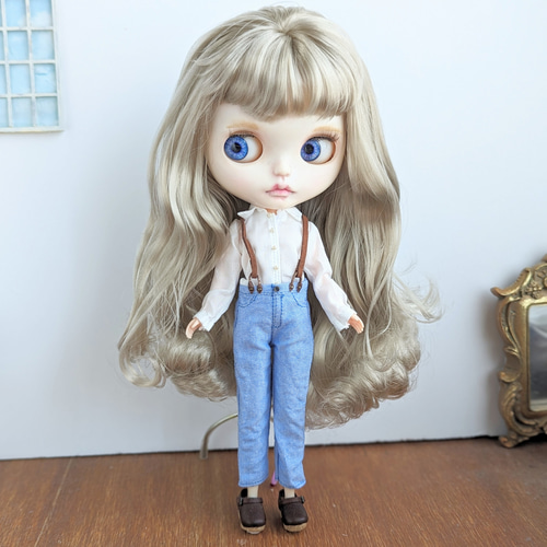 1065※単品※サスペンダー付きブルーのパンツ※ブライスアウトフィット※1