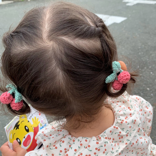 ピンク さくらんぼ ヘアゴム かぎ針編み ヘアゴム chura 通販 17361570