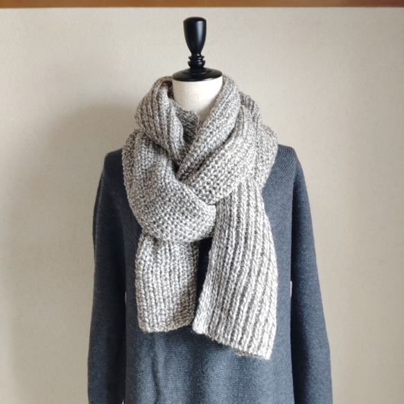 10%OFF】ブリオッシュ編みのたっぷりマフラー ミックスブラウン