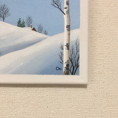 冬の晴れた日」アクリル画 原画 キャンバス 25cm角サイズ 風景画 絵画