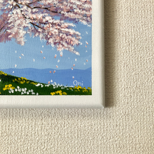 丘の上の一本の桜」アクリル画 原画 キャンバス SSMサイズ 風景画 絵画