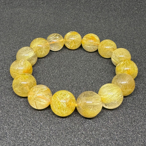 ゴールドルチルクォーツ 花火 12.5mm ブレスレット 九尾堂〜天然石