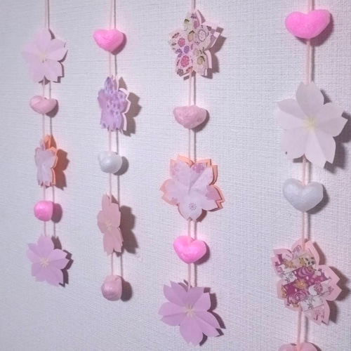 ❀ひな祭り❀春❀両面 吊るし飾り 桜 桃の節句 折り紙 壁面飾り 雑貨