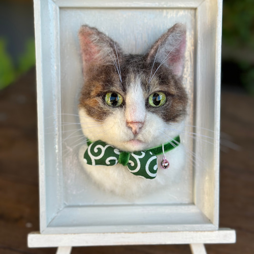 羊毛フェルト猫》 #猫(ねこ)羊毛フェルト オーダー フレームキャット