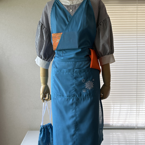 雪花 絽で涼しく！夏のお稽古に 洗える稽古着 茶道 けいこ着 縹色 収納