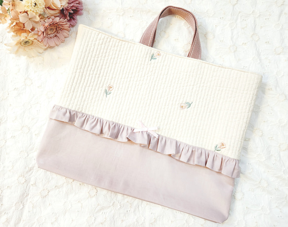 ヌビ レッスンバック 手提げ 女の子 花柄 入園入学 ハンドメイド