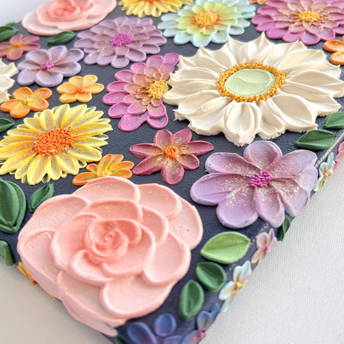 テクスチャーアート 絵画 花の絵 フラワーアート インテリアアート