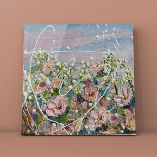 絵画 原画 テクスチャーアート 花 ボタニカル フラワーキャンバス