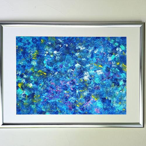 石垣の海に生きた証 / 抽象画 46×63㎝ A2 額縁セット 原画1点のみ