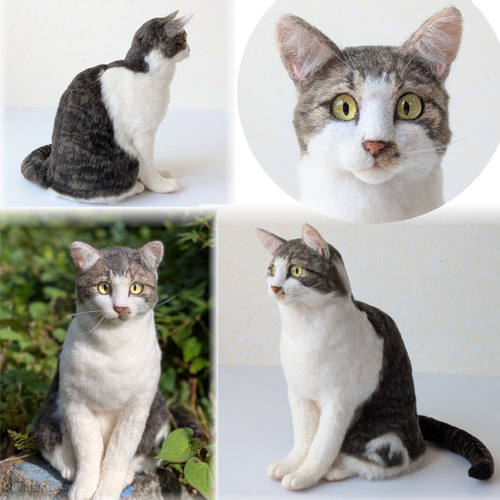羊毛フェルト◇うちの子◇猫 オーダー リアル ネコ 全身タイプ ペット