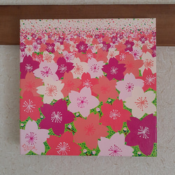 青だらけの花の作品 抽象画 キャンバスアート 25×25cm 画家 小楠アキコ
