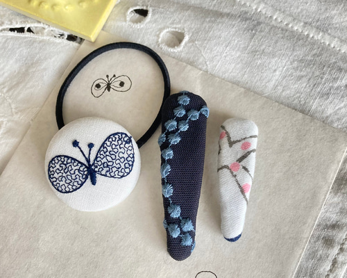 くるみボタンヘアゴム＆パッチンピン 3点セット ☆ ミナペルホネン